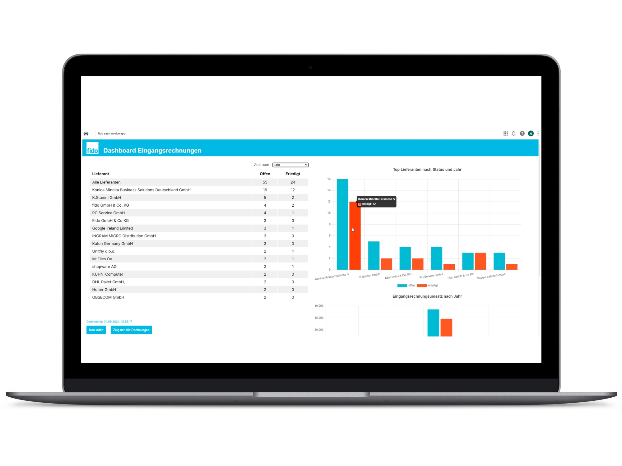 Automatische Rechnungsauslesung f&uuml;r kleines bis mittleres Rechnungsvolumen: fido | easy invoice App
